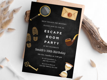 Editable Escape Room Birthday Party Invitation Template (PDF)