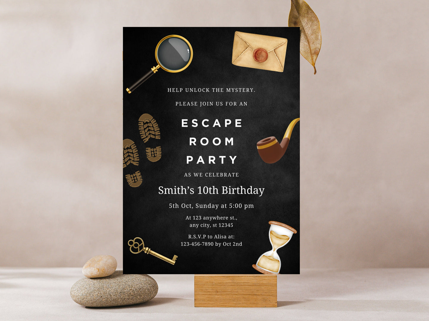 Editable Escape Room Birthday Party Invitation Template (PDF)