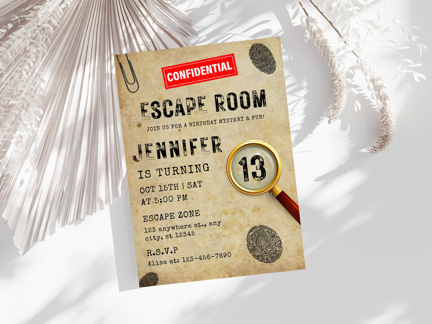 Escape Room Birthday Invitation Template, Editable Mystery Party (PDF)