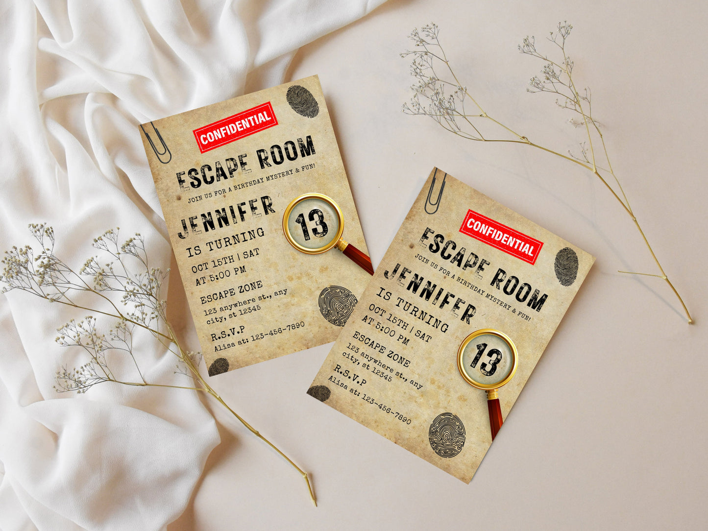 Escape Room Birthday Invitation Template, Editable Mystery Party (PDF)