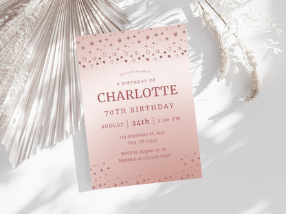 Editable 70th Birthday Invitation Template with Photo (Digital Download)