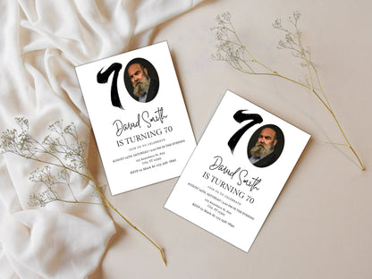 Editable 70th Birthday Invitation Template, Canva (Digital Download)