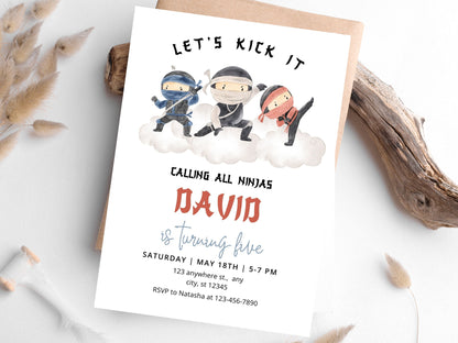 Ninja Birthday Invitation, Editable Karate Party (PDF)