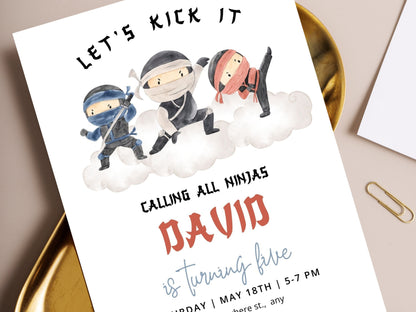 Ninja Birthday Invitation, Editable Karate Party (PDF)