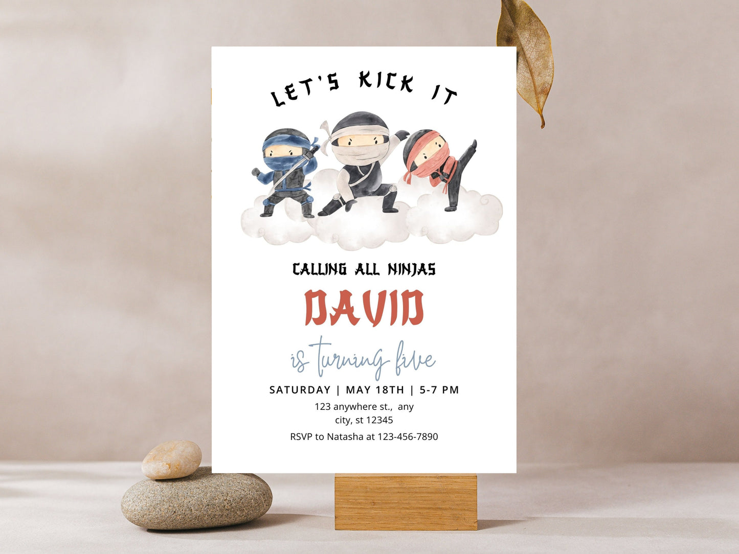 Ninja Birthday Invitation, Editable Karate Party (PDF)