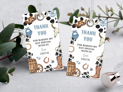 Rodeo Birthday Thank You Tag, Cowboy Favor, Wild West Theme (Printable)