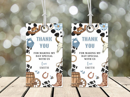 Rodeo Birthday Thank You Tag, Cowboy Favor, Wild West Theme (Printable)