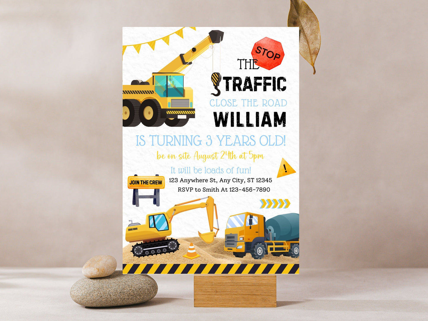 Editable Construction Birthday Invitation, Dump Truck Party (Instant Download)