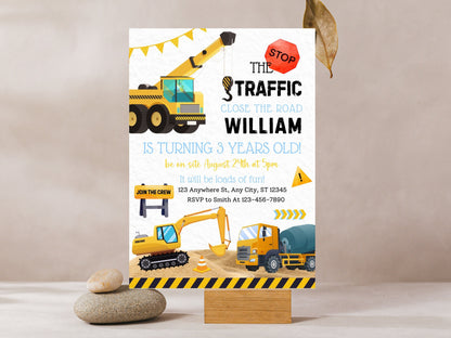 Editable Construction Birthday Invitation, Dump Truck Party (Instant Download)