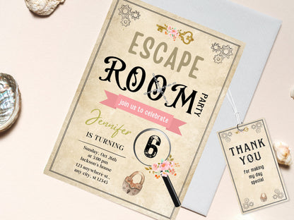 Escape Room Birthday Invitation Template, Customizable Party Invite (Digital Download)