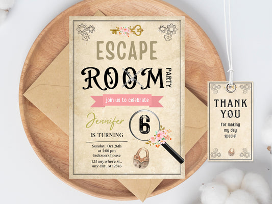 Escape Room Birthday Invitation Template, Customizable Party Invite (Digital Download)