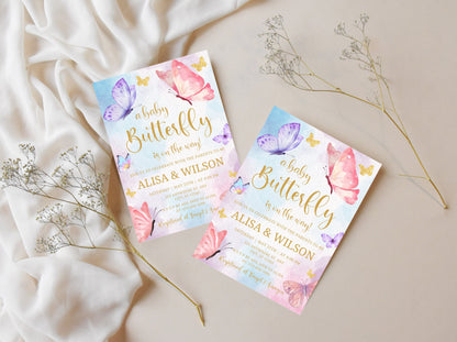 Purple Butterfly Baby Shower Invitation Template (PDF)