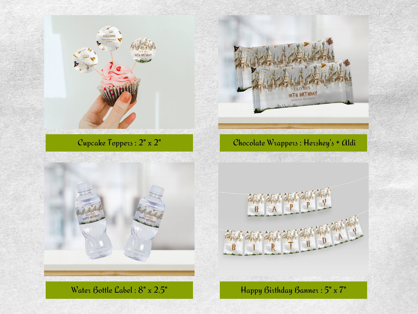 Zauberer-Geburtstagsparty-Set, bearbeitbare Einladung, Dekoration für die Zauberschule (Digitaler Download)