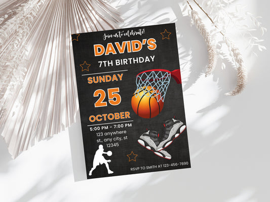 Editable Basketball Birthday Invitation Template (Digital Download)