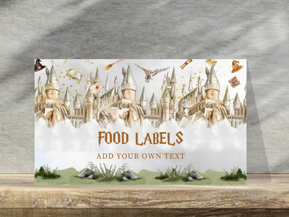 Wizard Birthday Party Food Labels, Magic School Theme (Instant Download)