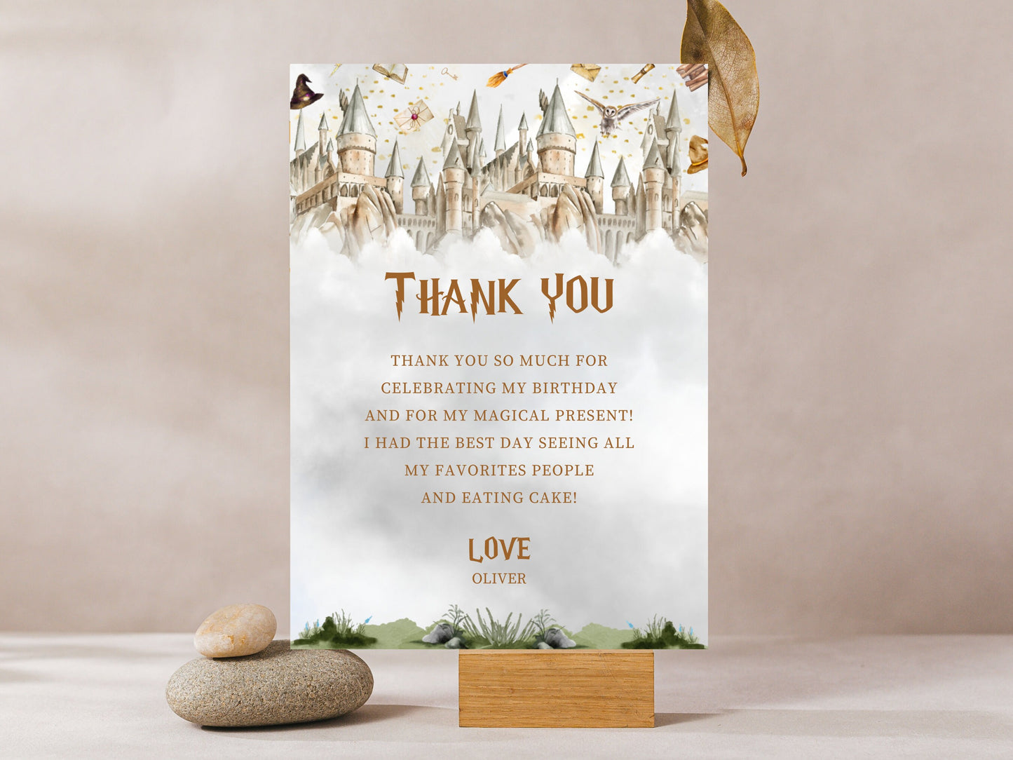 Carte de remerciement d'anniversaire de sorcier modifiable (téléchargement numérique)