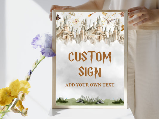 Editable Wizard Birthday Sign Portrait, Magical Party Decor (Digital Download)