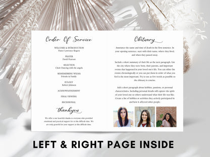 Heart Collage Funeral Program Template, Photo Memorial (Digital Download)