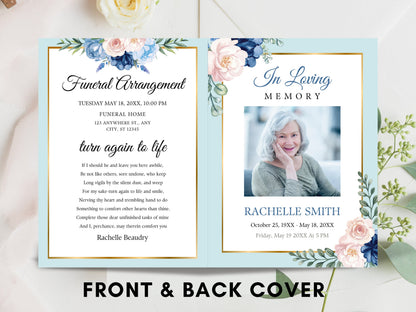Editable Funeral Program Template, Photo Memorial (Digital Download)