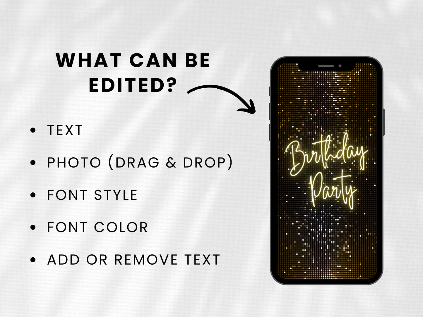 Black and Gold Animated Dinner Birthday Invitation Template (MP4 Digital Download)