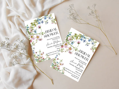 Wildflower Bridal Shower Invitation Template, Editable Floral Invite (Digital Download)