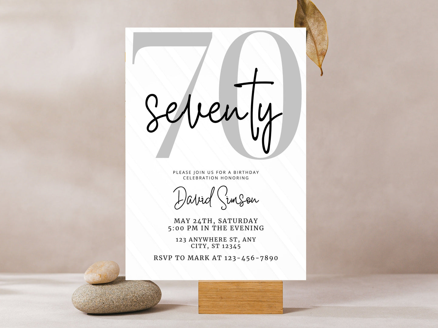 70th Birthday Invitation Template, Editable Canva Invite (Digital Download)