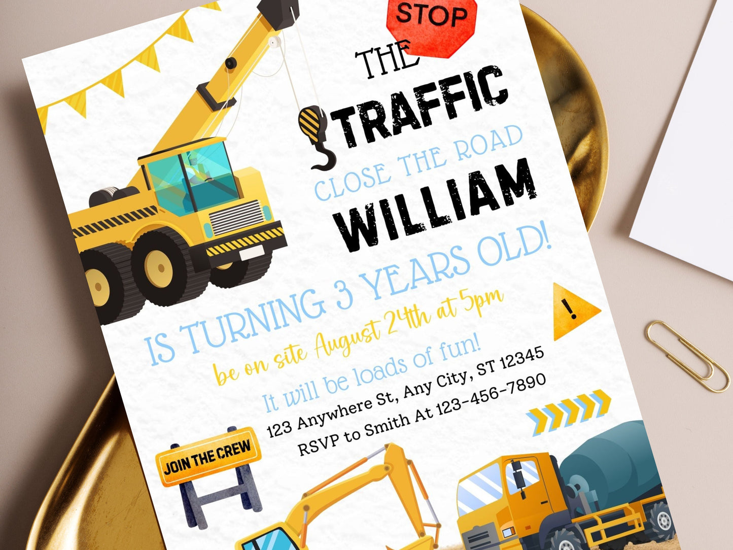 Editable Construction Birthday Invitation, Dump Truck Party (Instant Download)