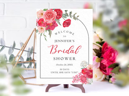 Floral Bridal Shower Welcome Sign Template, Editable (Digital Download)