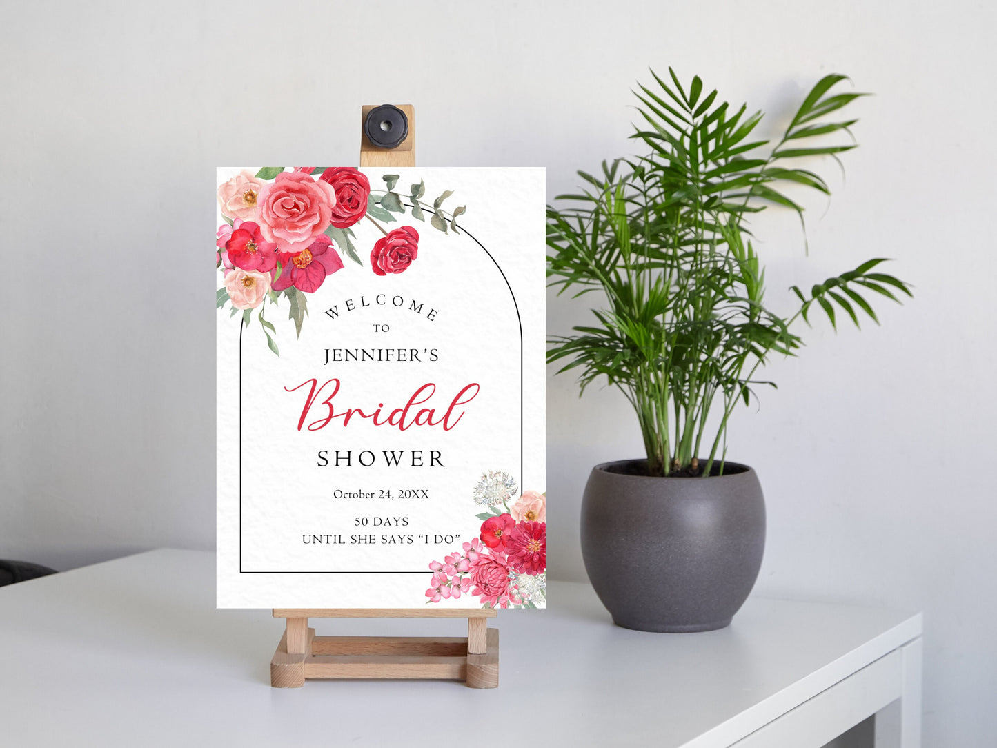 Floral Bridal Shower Welcome Sign Template, Editable (Digital Download)