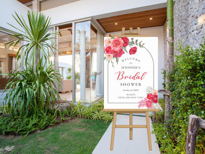 Floral Bridal Shower Welcome Sign Template, Editable (Digital Download)