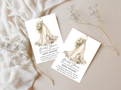 Wedding Dress Bridal Shower Invitation Template (Digital Download)