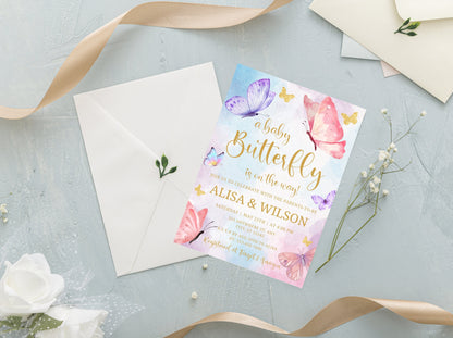 Purple Butterfly Baby Shower Invitation Template (PDF)