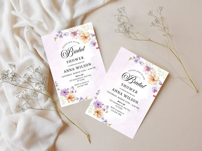 Wildflower Bridal Shower Invitation Template, Editable Floral Invite (Instant Download)