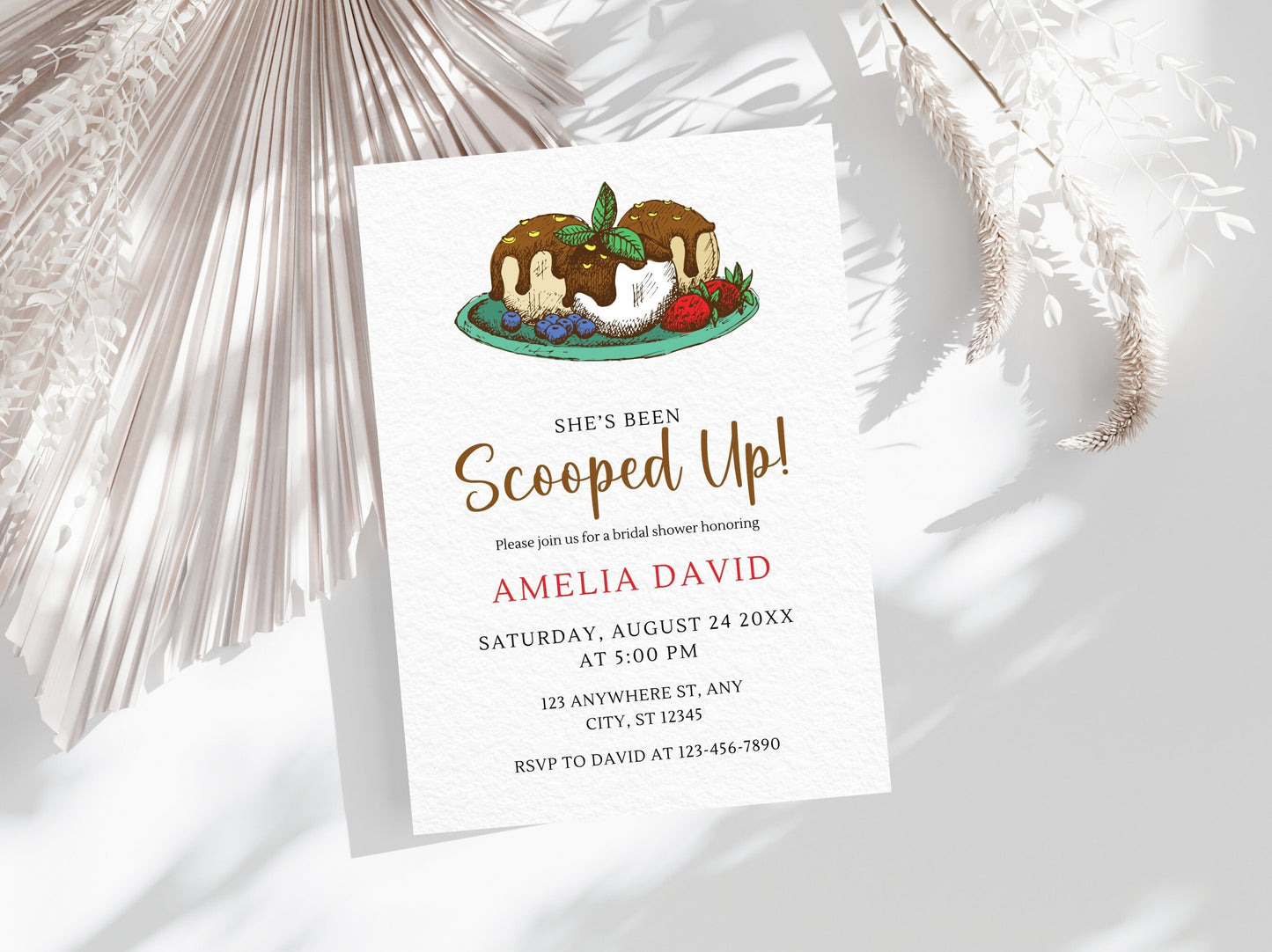 Ice Cream Bridal Shower Invitation, Editable Template (Instant Download)