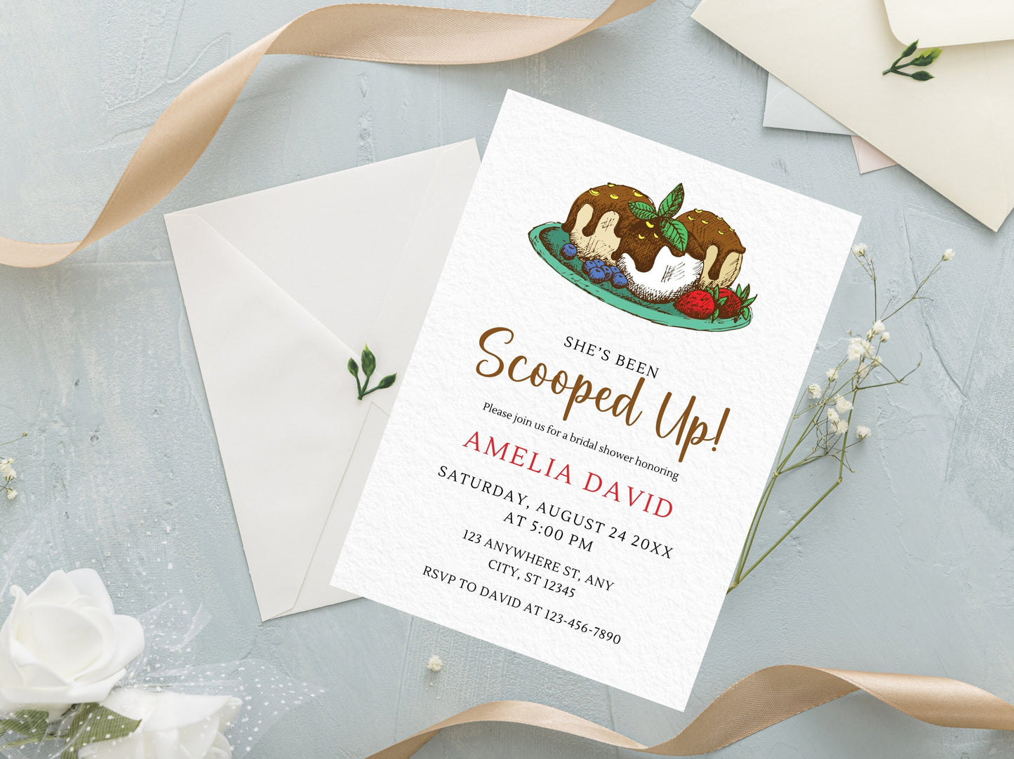 Ice Cream Bridal Shower Invitation, Editable Template (Instant Download)