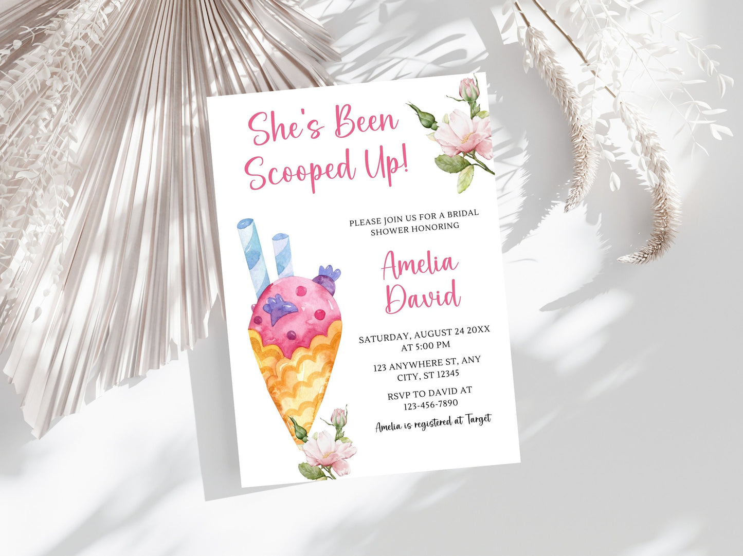 Editable Ice Cream Bridal Shower Invitation Template (Digital Download)