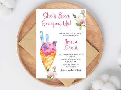 Editable Ice Cream Bridal Shower Invitation Template (Digital Download)