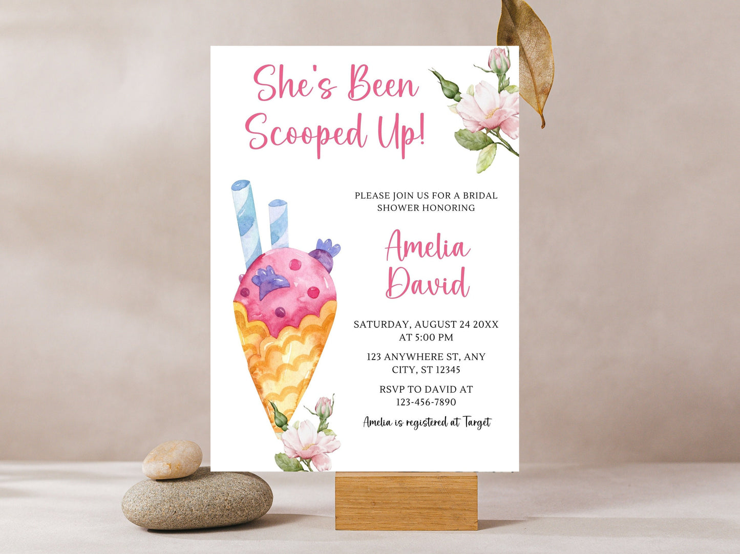 Editable Ice Cream Bridal Shower Invitation Template (Digital Download)