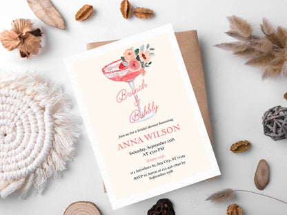 Brunch and Bubbly Bridal Shower Invitation Template (Digital Download)