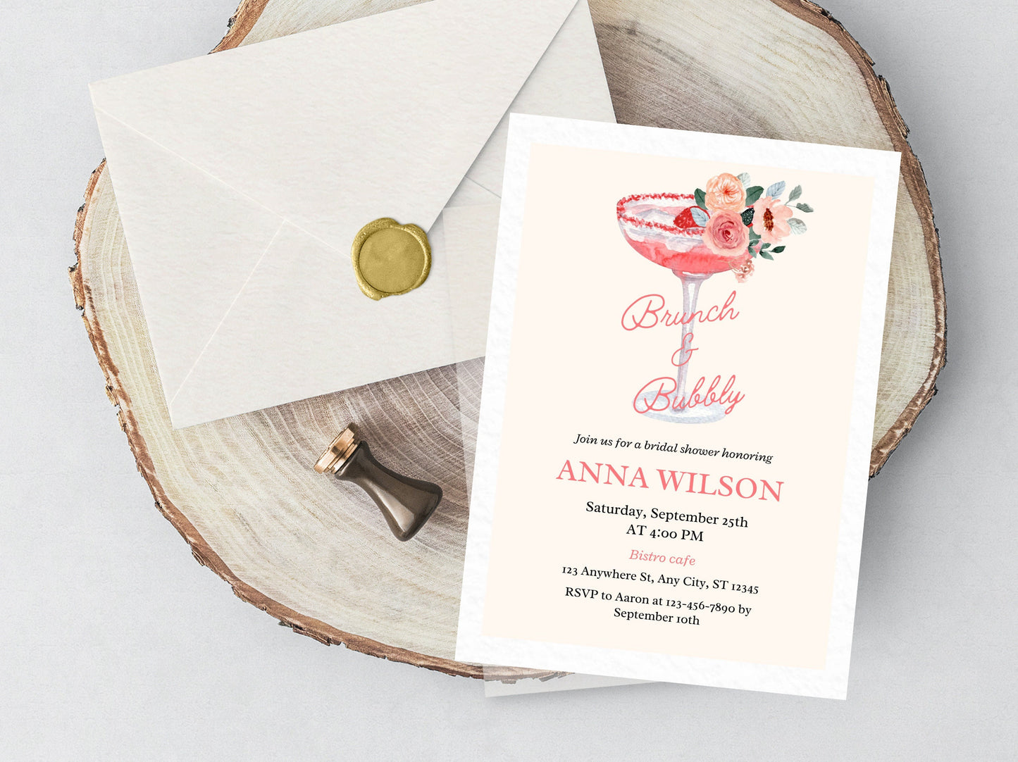 Brunch and Bubbly Bridal Shower Invitation Template (Digital Download)