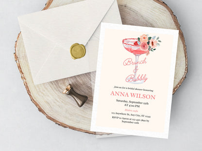 Brunch and Bubbly Bridal Shower Invitation Template (Digital Download)