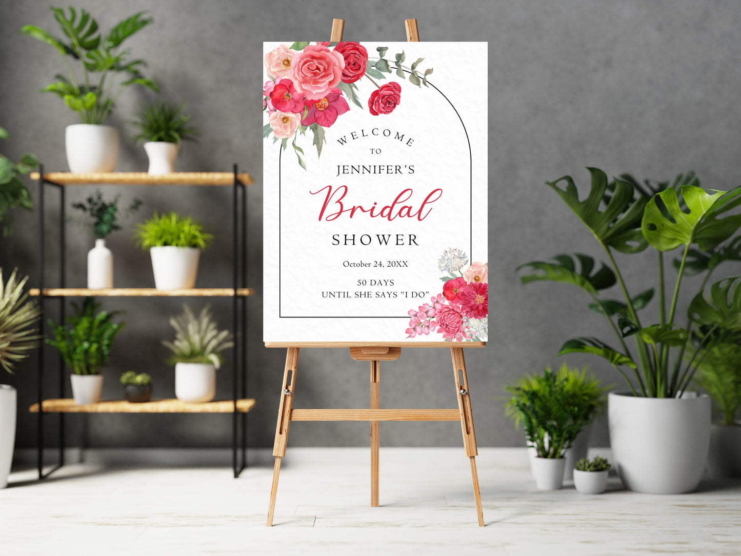 Floral Bridal Shower Welcome Sign Template, Editable (Digital Download)