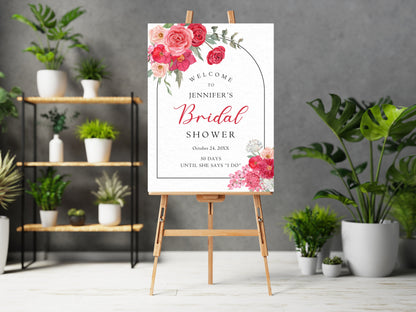 Floral Bridal Shower Welcome Sign Template, Editable (Digital Download)