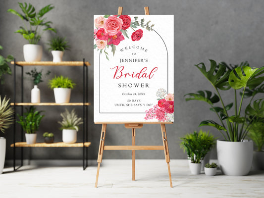 Floral Bridal Shower Welcome Sign Template, Editable (Digital Download)