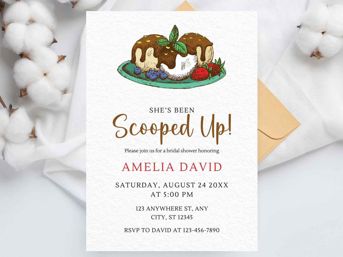 Ice Cream Bridal Shower Invitation, Editable Template (Instant Download)