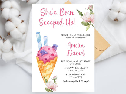 Editable Ice Cream Bridal Shower Invitation Template (Digital Download)