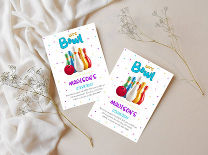 Editable Bowling Birthday Invitation Template (Digital Download)