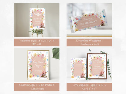 Editable Fairy First Birthday Party Bundle, Boho Wildflower Decor (Digital Download)