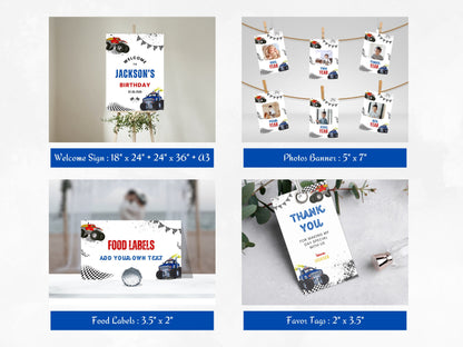 Monster Truck Geburtstagsparty Deko-Set (Digitaler Download)
