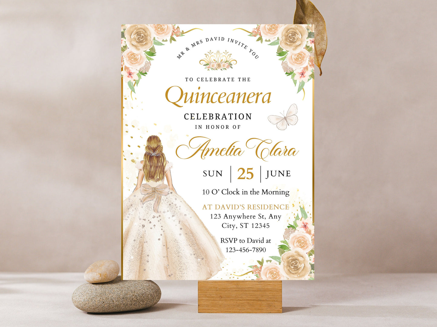 Editable Wildflower Quinceanera Invitation Template (Digital Download)